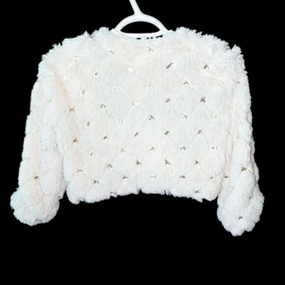 Boutique Forever 21 Fluffy Crop Bolero Open Front 3/4 Sleeve Cardigan Jacket Top - Picture 2 of 5